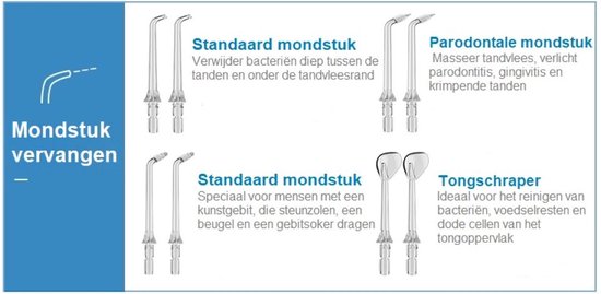 Waterflosser met 390 ml waterreservior en 4 opzetstukken