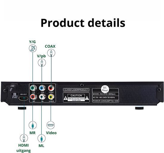 Dvd speler met HDMI en afstandsbediening - Regiovrij