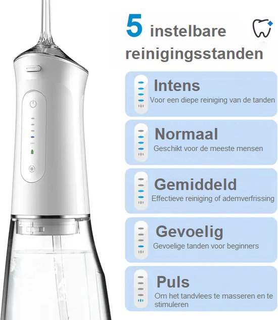 Waterflosser met 390 ml waterreservior en 4 opzetstukken